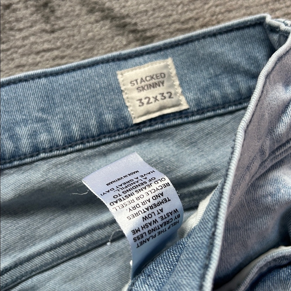 PacSun Stacked Skinny Blue Distressed Men's Jeans - Picture 4 of 8